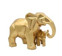Hemobllo Adorno de Resina Dorado Diseño Geométrico de Familia de Elefantes, Escultura Decorativa Hogar, Oficina y Jardín, Figura Artística Detallada de 1 Pieza