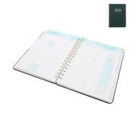 Hemobllo Agenda Planificador con Cubierta de Cuero PU Verde Oscuro Organizador Mensual y Semanal Diario de Tareas y Calendario Académico para Gestión de