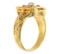 Hemobllo Anillo de Medallón para Mujer Dorado con Diseño Tallado Audaz, Aleación Resistente y Cierre Abatible Adecuado para Uso Diario y Fiestas