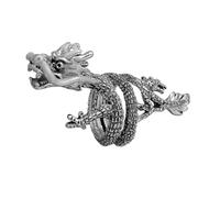 Hemobllo Anillo Luminoso De Plata Con Dragón Envolvente Para Hombre Anillo Punk De Aleación Resistente Para Cumpleaños y Fiestas Joyería Masculina Llamativa