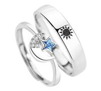 Hemobllo Anillos de Abiertos con Diseño de Joyas para Anillos Decorativos de Estrellas y Sol Joyería Romántica para y San Valentín