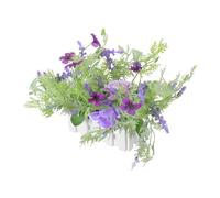 Hemobllo Artificial Plastic Flowers In Picket Fence Pot Small Faux Plants For Indoor Home Office Desk Decor Flexible Placement For Hallways Balconies Year-Round Spring Summer Floral