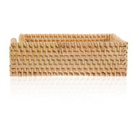 Hemobllo Bandeja Servilletero Tejida de Ratán Natural, Porta Pañuelos Cuadrado 18 Cm, Organizador para Mesa Comedor y Escritorio, Soporte para Servilletas Estándar, Accesorio Hogar