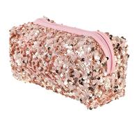 Hemobllo Bolsa de Maquillaje Cuadrada Lentejuelas Gran Capacidad Color Rosa Portátil para Artículos de Tocador de Viaje y Bolsa de Cosméticos para Mujer