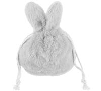 Hemobllo Bolsa de Maquillaje de Conejito de Peluche Pequeña Cordón Gris Claro, Organizador Portátil para Mujer y Niña, Neceser Ligero de Felpa para Cosméticos y Joyas de Viaje