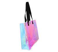 Hemobllo Bolsa De Tela Iridiscente Totalizador Bolsa Holográfica Hombro Bolsa Deportiva Bolso De Mano Al Aire Bolsa De Playa Holográfica Bolsa De Lentejuelas De Polivinilo