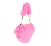 Hemobllo Bolsa Esponjosa de Felpa en Forma de Corazón para Niñas, Bolso de Mano Rosa Textura Borrosa, Práctico para Salidas y Actividades al Aire Libre