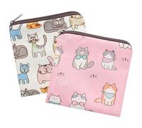 Hemobllo Bolsa Menstrual Diseño de Gato 2 Unidades Tamaño para Compresas Higiénicas Adecuado para Escuela y Uso Diario