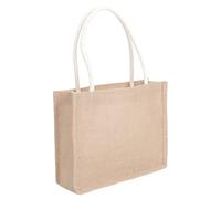 Hemobllo Bolsa Vintage de Yute Blanco para Compras, Ligera y Fácil de Llevar, Adecuado como Bolsa para Almuerzo o Bolso Práctico para Mujer