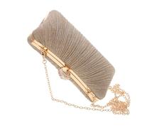 Hemobllo Bolso de Noche Plisado Dorado para Mujer Elegante Bolso Fiesta con Brillo Bandolera de Satén para Boda y Banquete Accesorio Formal Resistente y Fácil de Limpiar