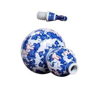 Hemobllo Botella de Almacenamiento para Bebida de Cerámica Portátil Jarra de Vino Sellada Azul y Blanca Envase Vacío Decorativo para Vino Casa