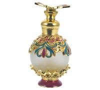 Hemobllo Botella de Perfume Decorativa de Aleación con Tapa en Forma de Ala, Capacidad 15 Ml, Color Dorado y Púrpura, Dispensador Portátil para Aceite Esencial y Aromaterapia en Hogar,
