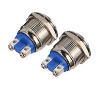 Hemobllo Botón Pulsador Metálico Momentáneo 19 MM Acero Inoxidable Plateado 2 Unidades Resistente al Agua para Control de Circuitos Arrancadores Electromagnéticos y Timbre Exterior