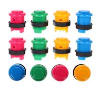 Hemobllo Botón Pulsador Redondo para Máquina de Videojuegos, Interruptor Pulsador, Plástico y Metal, 12 Piezas, Compatible Game Machines, Fácil Instalación