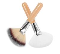 Hemobllo Brochas de Maquillaje Abanico 2 Piezas Suave para Polvos Mango Largo para Mujer Herramientas de Maquillaje