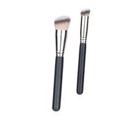 Hemobllo Brochas para Base de Maquillaje para Aplicación Rápida 2 Piezas de Fibra Sintética y Mango de Madera Diseño Ergonómico y Uso Profesional