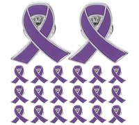 Hemobllo Broche de Lazo de Concienciación de Hierro Esmaltado Morado, Pack de 20 Unidades para Mujer, Pin de Solapa para Eventos Benéficos y Decoración de Ropa