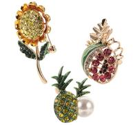 Hemobllo Broche de Uvas de Metal para Mujer Set 3 Piezas Piña Sandía y Girasol Accesorios de Moda para Cárdigan y Ropa Universitaria Pin de Solapa Colorido y Versátil para Bodas y