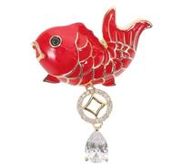 Hemobllo Broche para Mujer Forma de Pez Koi Rojo de Año Prendedor de Solapa Chino Gemas de Imitación Accesorio Decorativo para Ropa y Sombreros Símbolo de Abundancia y Suerte