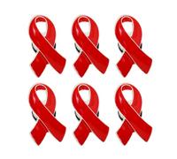 Hemobllo Broches Insignia de Cinta Roja, 6 Piezas en Color Rojo, Pins para Mujer, Ideales para Actividades de Sensibilización y Apoyo Social en Prevención del Vih