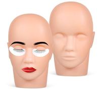 Hemobllo Cabeza de Maniquí para Extensión de Pestañas y Maquillaje 2 Piezas de Silicona para Uso en Formación Individual y Escuelas de Estética