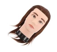 Hemobllo Cabeza Maniquí Hombre para Práctica de Corte Peluquero Entrenamiento con Cabello Natural Modelo Ergónomico para Estilismo y Peinados Masculinos Formación Barbería