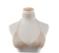 Hemobllo Cadena Corporal de Lentejuelas Doradas para Bikini y Sujetador Accesorio para Fiestas la Playa y Club Joyería de Cuerpo Femenino de Material Duradero