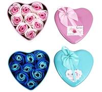 Hemobllo Caja de Jabón en Forma de Corazón 2 Piezas Jabón Floral Aromático de Simulación Colores y Adecuado para Regalos Románticos y Ocasiones Obsequios