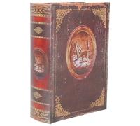 Hemobllo Caja de Obsequio Navideña en Madera Diseño de Biblia Tamaño Pequeño Decoración Temática de Reno Adecuado para Almacenar Dulces y Regalos Navideños Caja Práctica para Fiestas