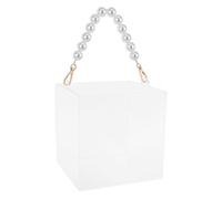 Hemobllo Caja de Regalo Transparente de Acrílico con Asa de Perlas Elegante Caja Cuadrada para Almacenamiento de Joyas y Detalles para Bodas para Regalos de Invitadas y Fiestas