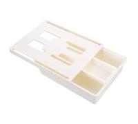 Hemobllo Caja Organizadora Adhesiva bajo Escritorio Mediano Cajón Plástico Oculto para Oficina y Organizador de Mesa Minimalista Beige Almacenamiento Práctico sin Perforaciones