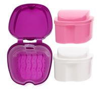 Hemobllo Caja Para Dentaduras Postizas y Retención 3 Piezas Tamaño Pequeño Plástico Resistente Cubierta Transpirable Para Almacenamiento Diario Portátil y Uso Práctico