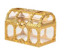 Hemobllo Caja Pequeña para Cofre del Tesoro Transparente Dorado, Caja de Almacenamiento Decorativa para Dulces y Regalos de Fiesta, Adecuado para Cumpleaños y Bodas, 1 Pieza