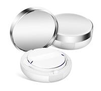 Hemobllo Cajas De Polvos Borla Portátil 2 Unidades Tamaño Pequeño Color Blanco Plano Borde Plateado Para Mujer Uso Diario y Viajes Estuche Compacto Vacío Para Maquillaje