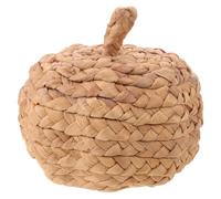 Hemobllo Calabaza Tejida a Mano de Totora, Adorno Rústico Redondo Khaki