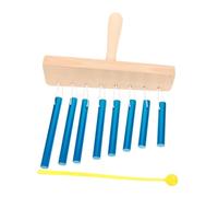 Hemobllo Carrillón De Viento Con 8 Barras Sólidas De Aluminio En Azul Intenso, Instrumento De Percusión Infantil Con Baqueta Para Educación Musical y Acompañamiento De Bandas