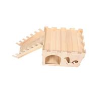 Hemobllo Casa de Madera Desmontable para Hámsters y Conejos Castillo Refugio con Rampa y Techo para Cobayas Hurones y Ratones Hábitat Resistente y Fácil de Montar para Mascotas Pequeñas