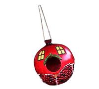 Hemobllo Casa de Pájaros Colgante de Resina de Granada para Jardín Adorno Exterior Color Nido