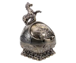 Hemobllo Cenicero Vintage de Metal con Tapa Antiventosa, Tamaño Compacto, Color Bronce Antiguo, para Oficina y Uso Exterior, Cenicero Portátil para Patio y Automóvil, Diseño Retro