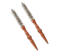 Hemobllo Cepillo de Peluquería Mini Espiral 2 Piezas con Mango de Madera y Cerdas de Jabalí Peine Antiestático para Rizos y Barba Adecuado para Pelo Corto y Flequillo Herramienta