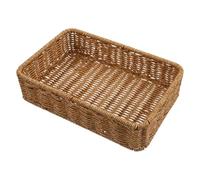 Hemobllo Cesta Organizadora Tejida de Plástico para Tarros de Especias de Cocina, Caja de Almacenamiento de Escritorio Pequeña, Color Café Claro 26x17x6,5 Cm, Adecuado para Ordenar
