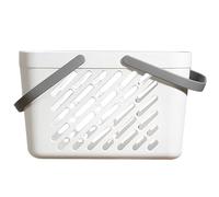 Hemobllo Cesta para Baño Doble Asa, Cesta Pequeña de Plástico Ventilada de Color Claro, Organizador de Almacenamiento para Artículos Diversos y Toallas, Adecuado para Cuarto de Baño y