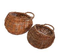 Hemobllo Cestas para Macetas Colgantes de Pared, 2 Piezas en Ratán Natural, Ideales para Plantas de Interior y Decoración Vintage