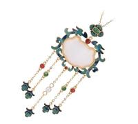 Hemobllo Collar Colgante Esmalte Retro 24k Chapado Jade Sintético Mujer Casual Cadena Clavícula Feng Shui Tamaño Único