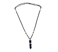 Hemobllo Collar de Cristal Natural Ajustable para Mujer Colgante Prisma Hexagonal de Fluorita Multicolor Cadena para Suéter Joyería Versátil y Elegante