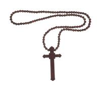 Hemobllo Collar de Cruz de Madera con Cuentas Religiosas Colgante Ligero y Duradero para Oración y Meditación Accesorio Unisex de Moda Cristiana para Hombres y Mujeres