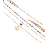 Hemobllo Collar De Mal De Ojo Multicapa De Metal Dorado, Collar Para Mujer y Niñas, Gargantilla De Ojo Malvado Para Uso Diario y Fiestas, Diseño Moderno y Llamativo