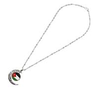 Hemobllo Collar De Metal Bandera Palestina y Colgante De Luna Creciente En Aleación Para Hombre y Mujer En Eventos y Uso Diario