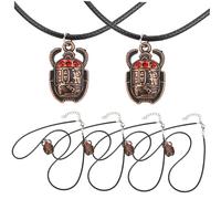 Hemobllo Collar Egipcio Dije de Escarabajo Rojo Aleación Artesanal para Mujer Uso Diario Vintage Protección 6 Piezas
