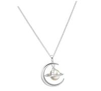 Hemobllo Collar Elegante de Luna y Planeta Blanco Colgante Delicado para Adolescentes y Mujeres Cadena Clavícula Moderna Especial para Hija y Ocasiones Destacadas